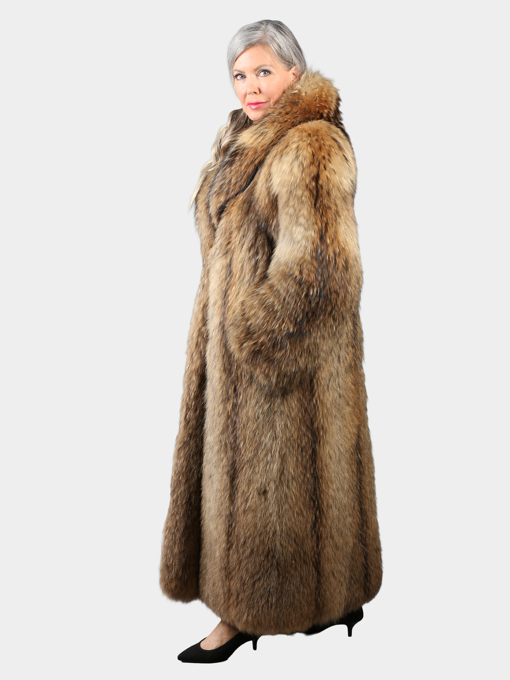 Woman's Natural Finn Raccoon Fur Coat