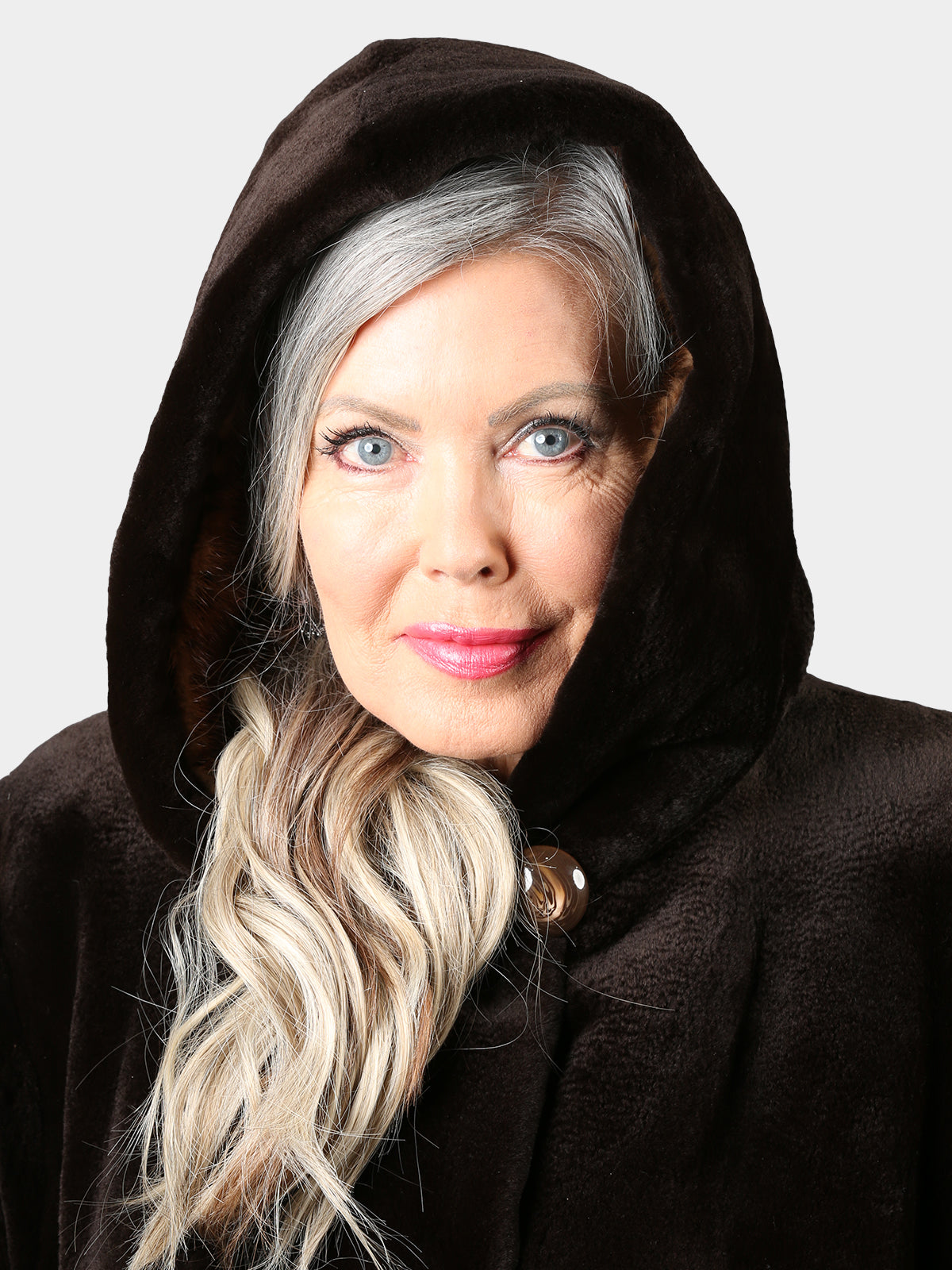 Woman's Dyed Brown Sheared Mink Fur Parka