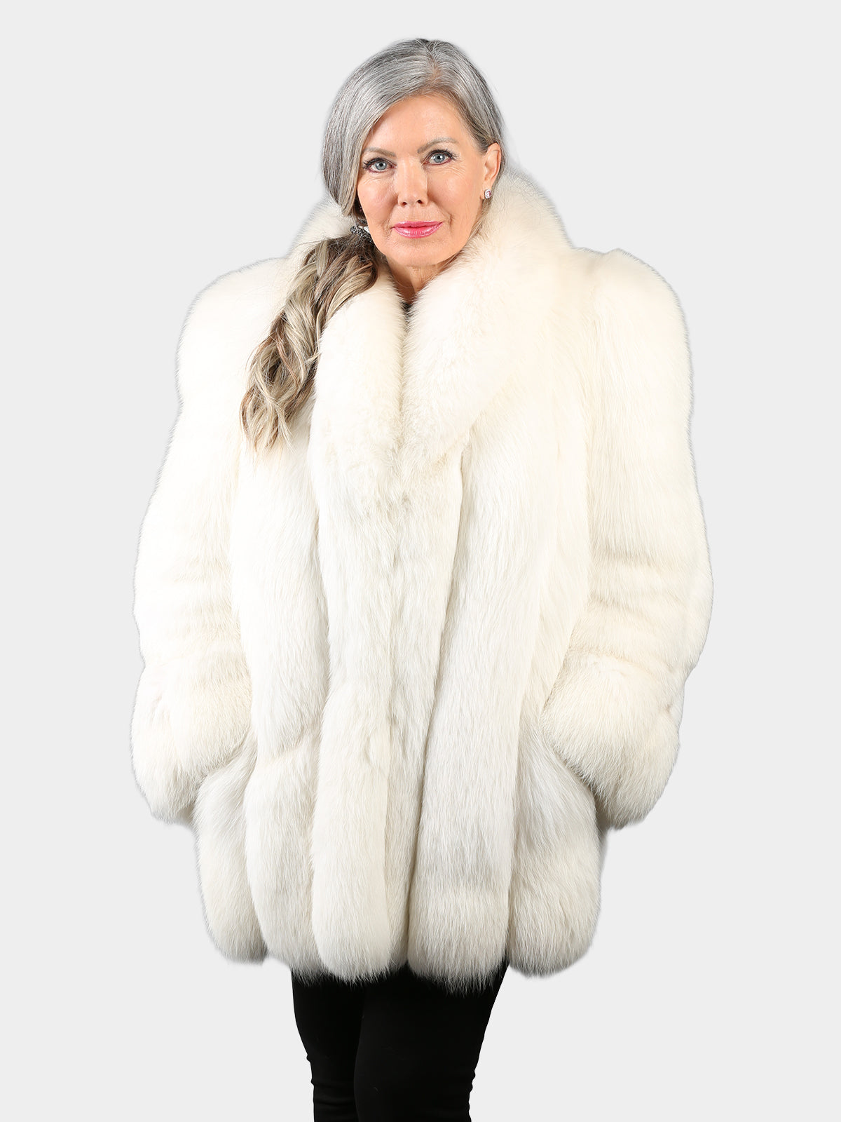 Woman's Natural Shadow Fox Fur Stroller