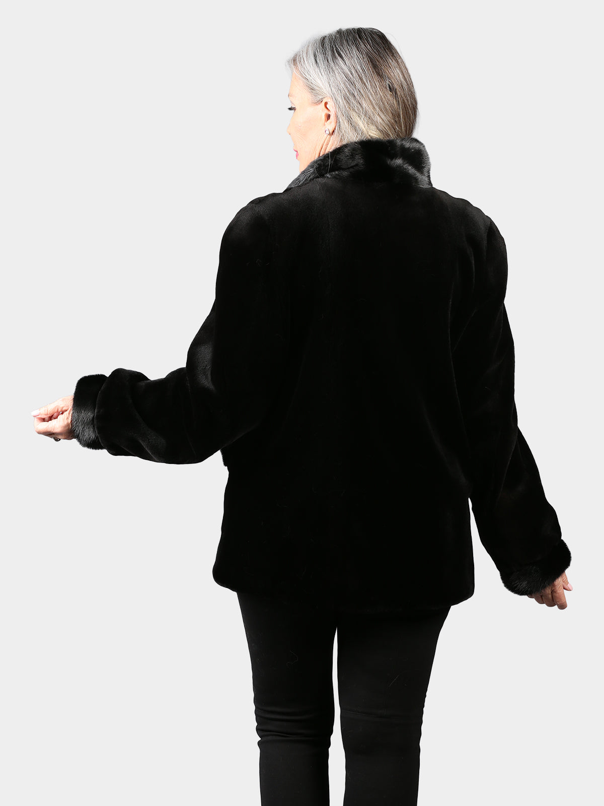 Woman's Dyed Black Sheared Mink Fur Jacket