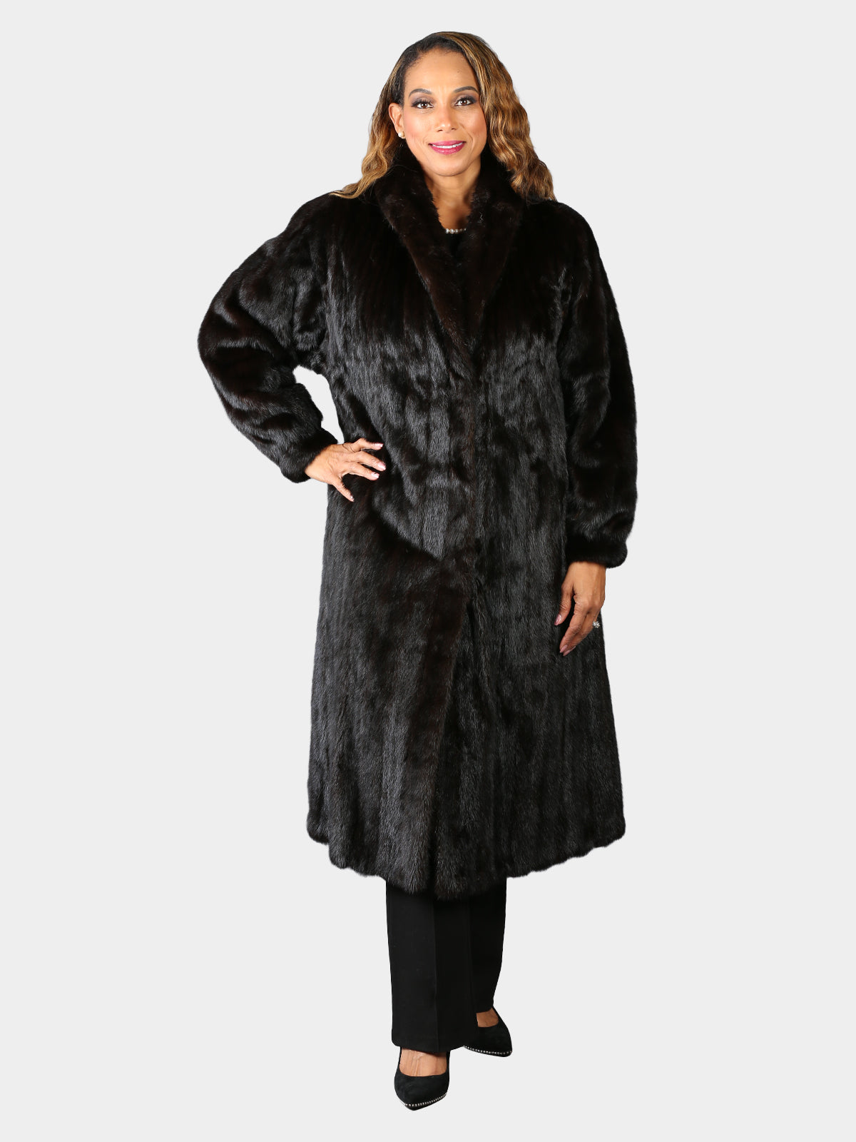 Woman's Deepest Mahogany Female Mink Fur Coat