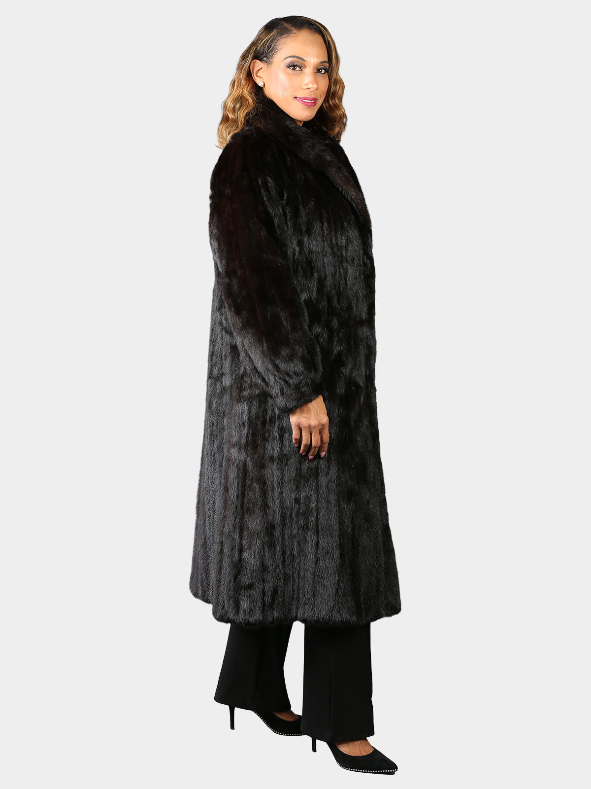 Woman's Deepest Mahogany Female Mink Fur Coat