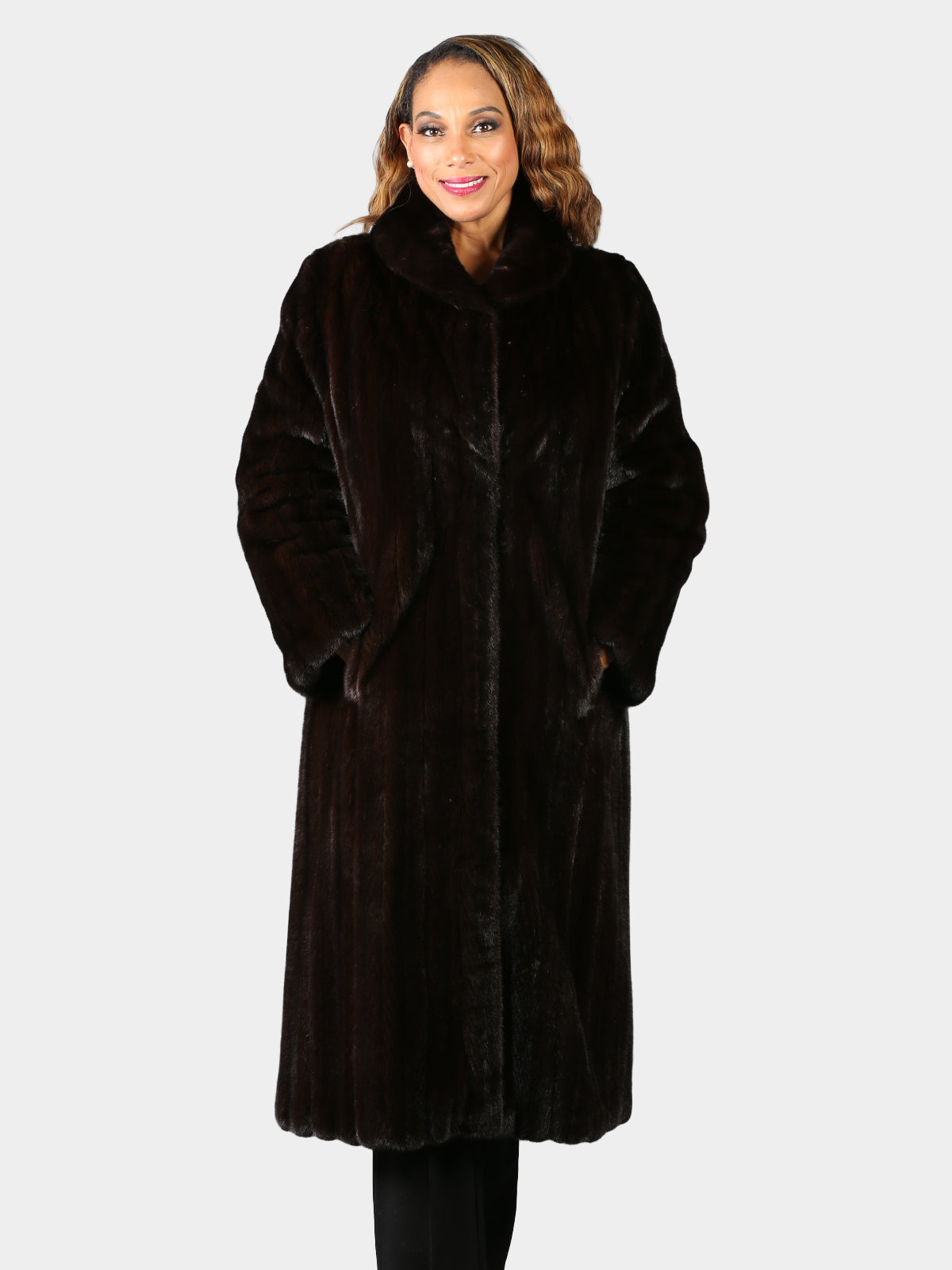 Woman's Deepest Mahogany Female Mink Fur Coat