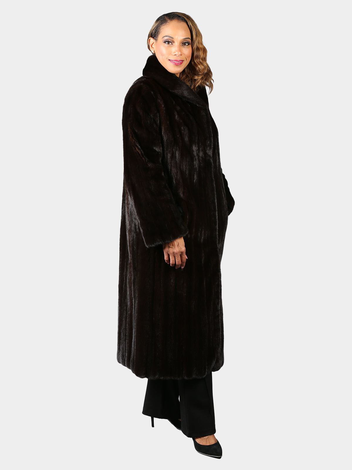 Woman's Deepest Mahogany Female Mink Fur Coat
