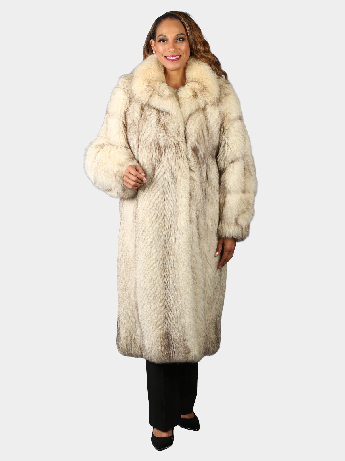 Woman's Plus Size Natural Blue Fox Fur Coat