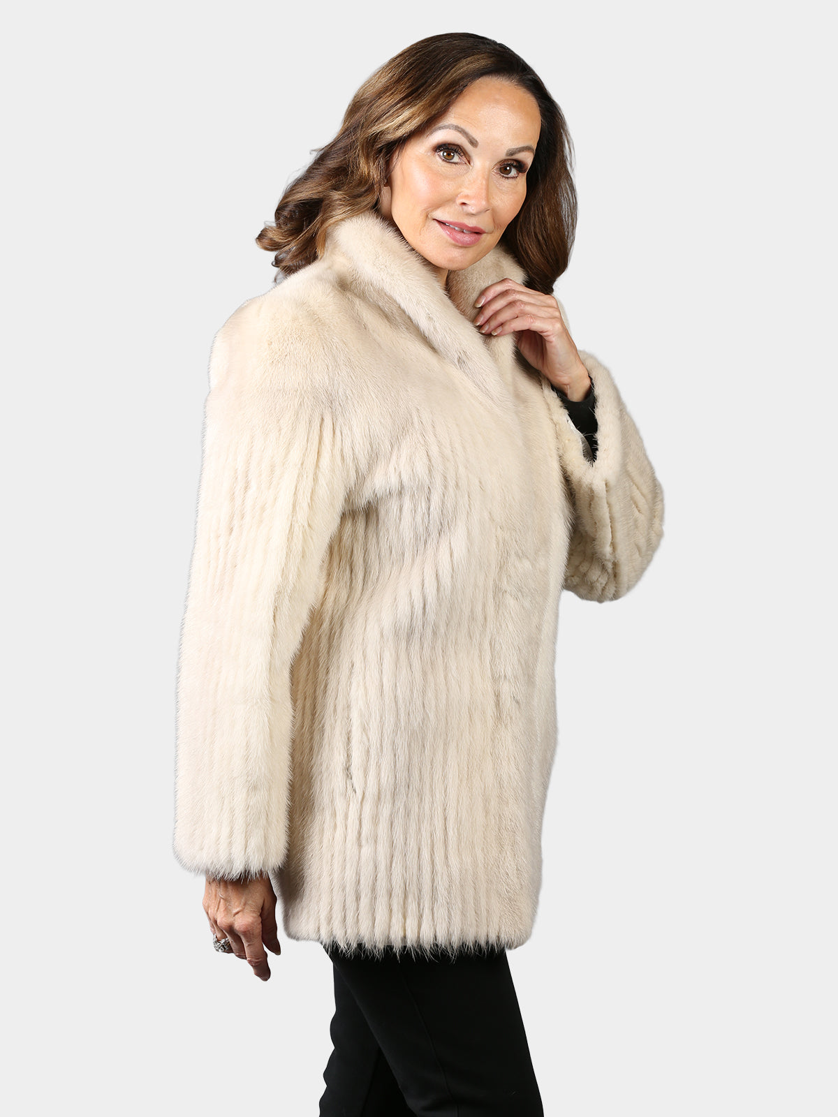 Woman's Petite Tourmaline Cord Cut Mink Fur Jacket