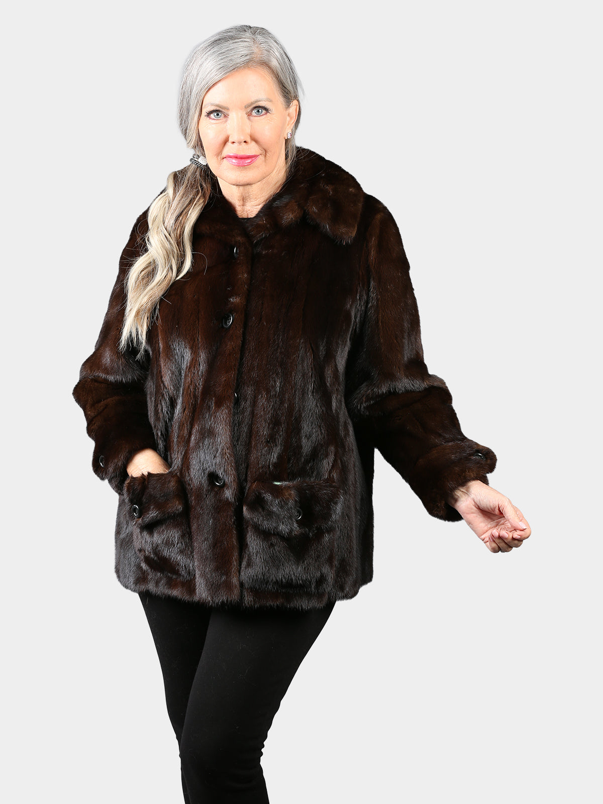 Woman's Vintage Mahogany Female Mink Fur Jacket