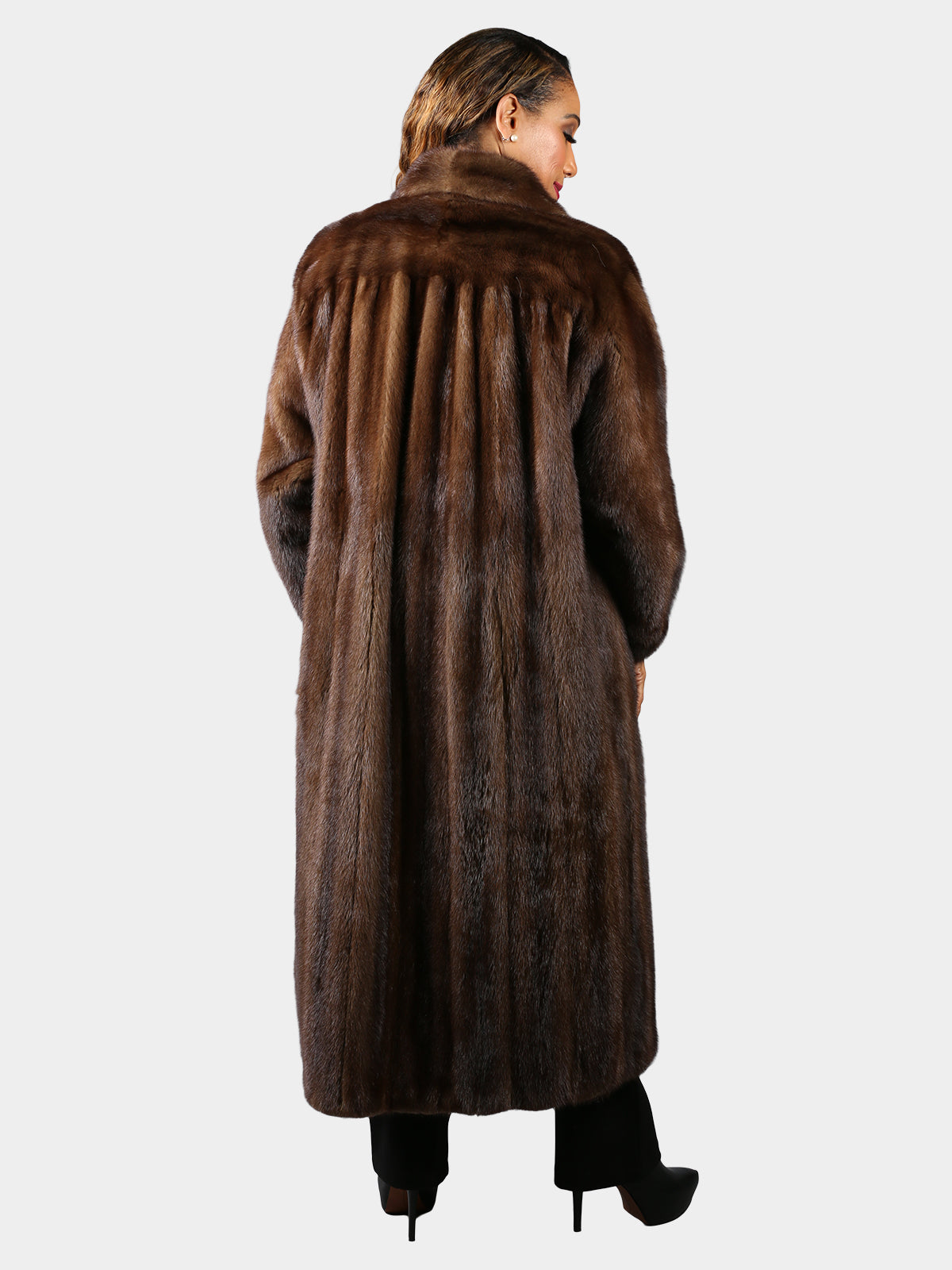 Woman's Designer Label Mahogany Female Mink Fur Coat