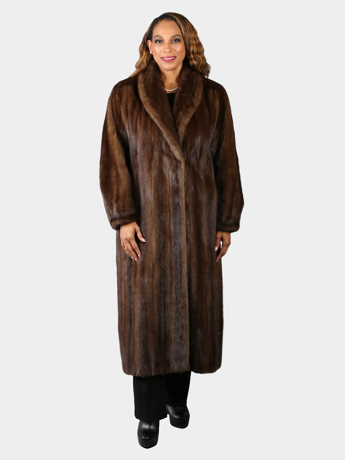 Woman's Designer Label Mahogany Female Mink Fur Coat