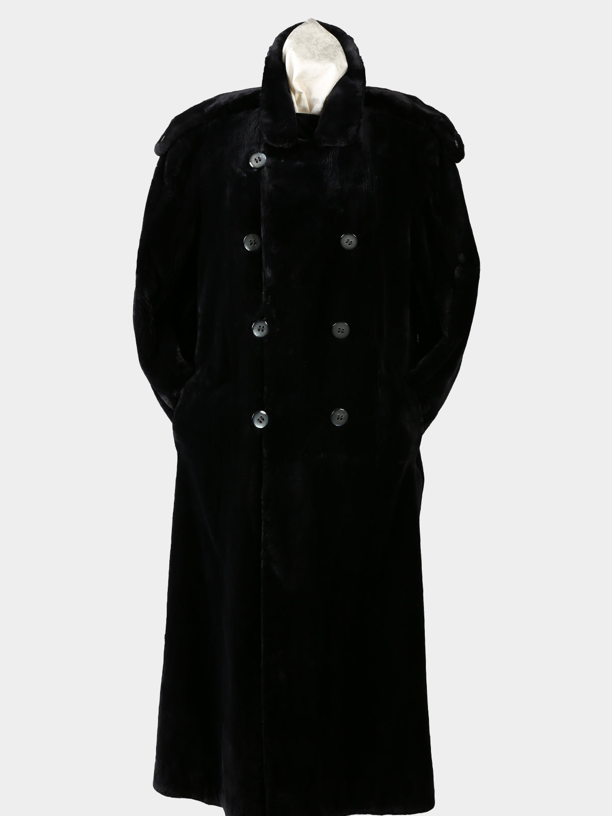 Man's Dyed Black Sheared Beaver Fur Coat by Louis Feraud