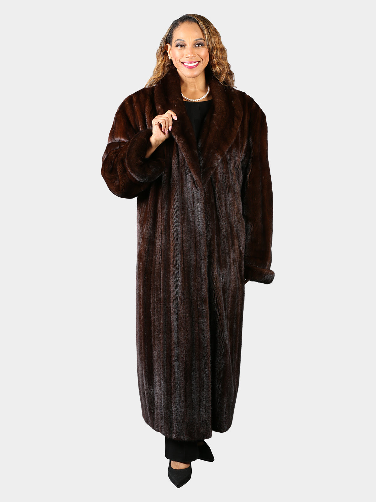 Woman's Plus Size Mahogany Female Mink Fur Coat
