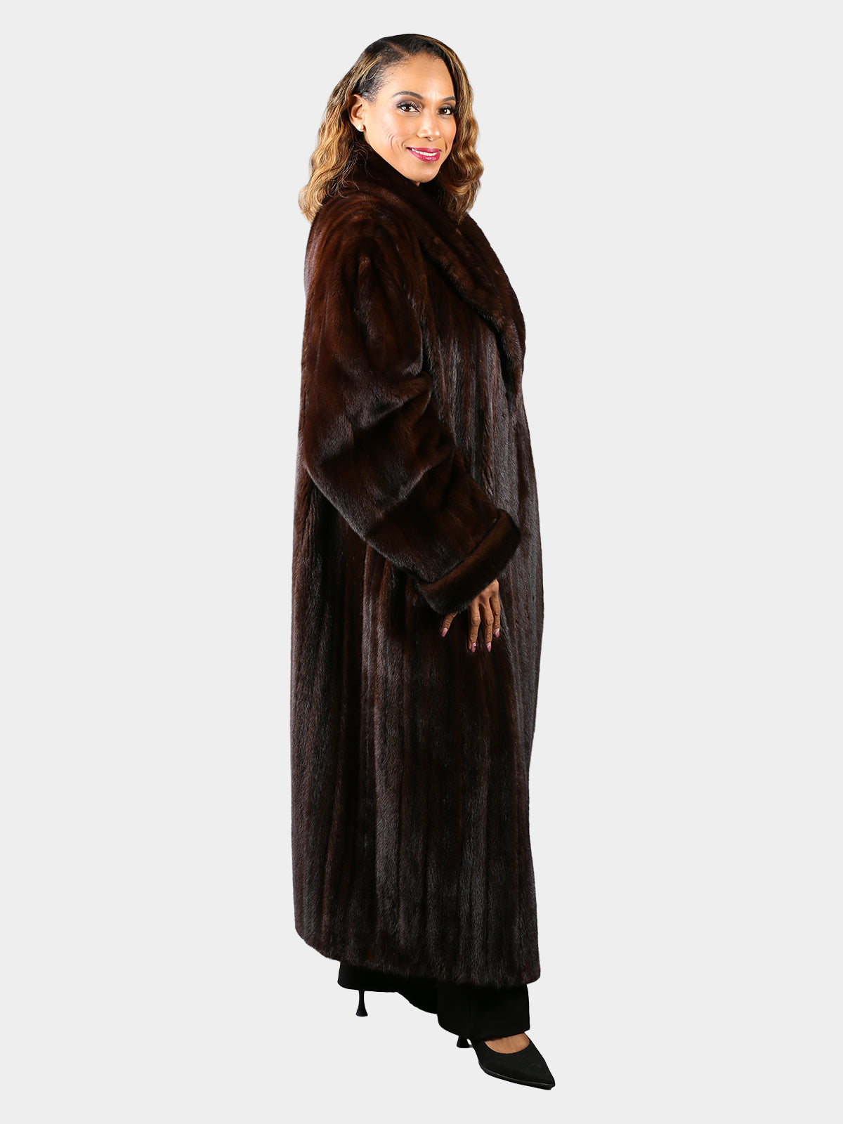 Woman's Plus Size Mahogany Female Mink Fur Coat