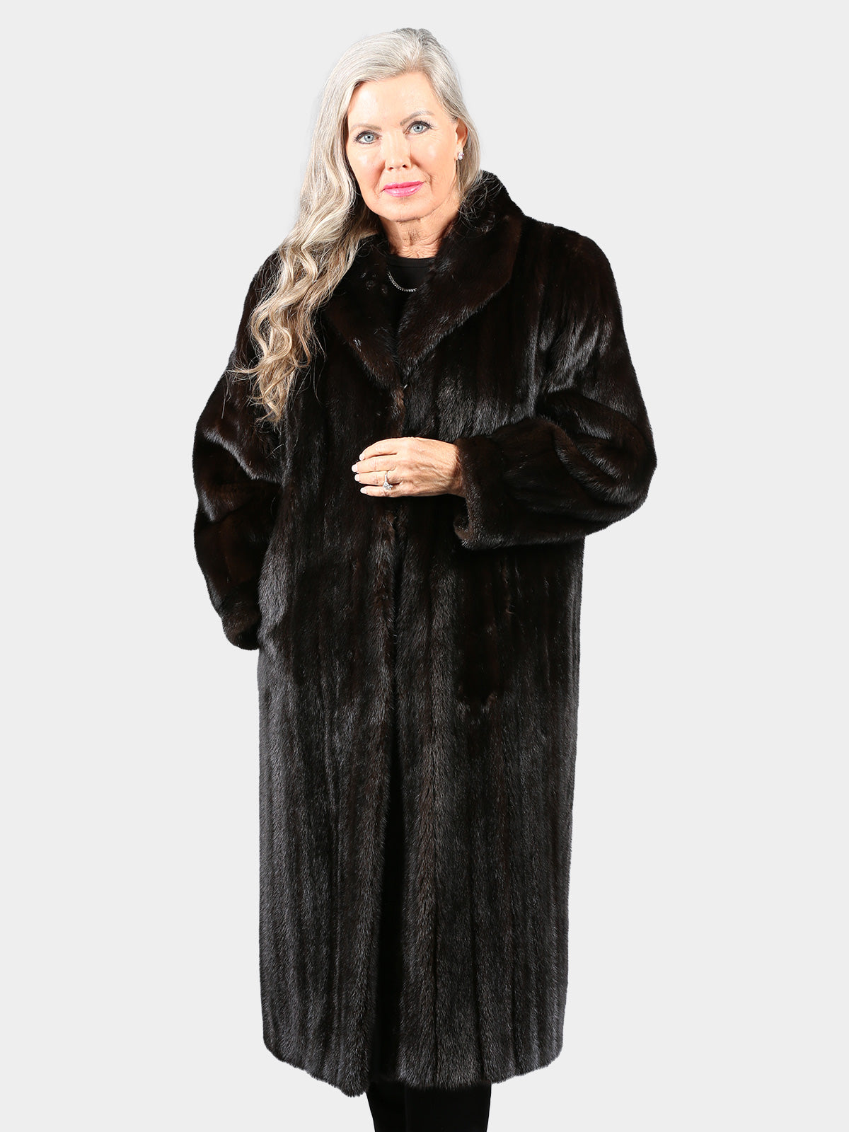 Woman's Deepest Mahogany Female Mink Fur Coat
