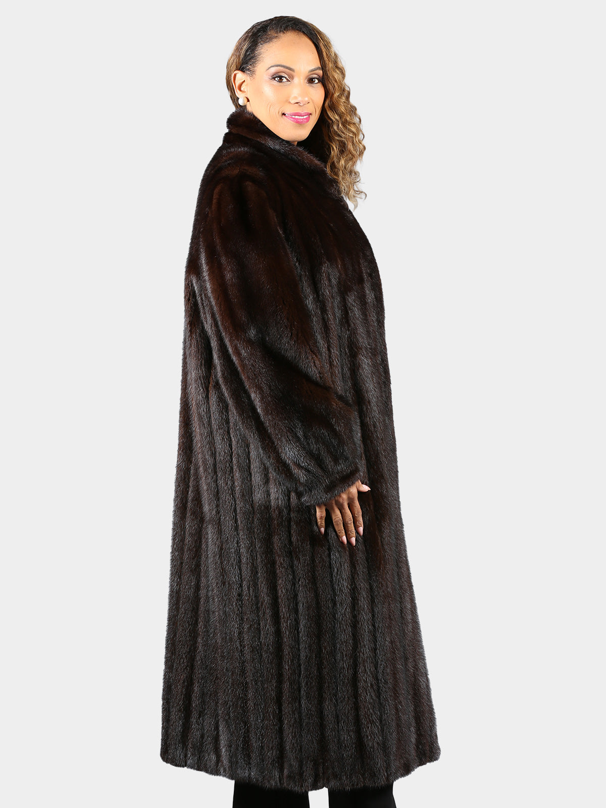 Woman's Plus Size Mahogany Mink Fur Coat