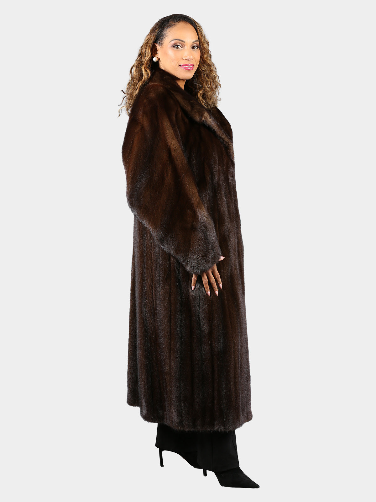 Woman's Plus Size Mahogany Mink Fur Coat