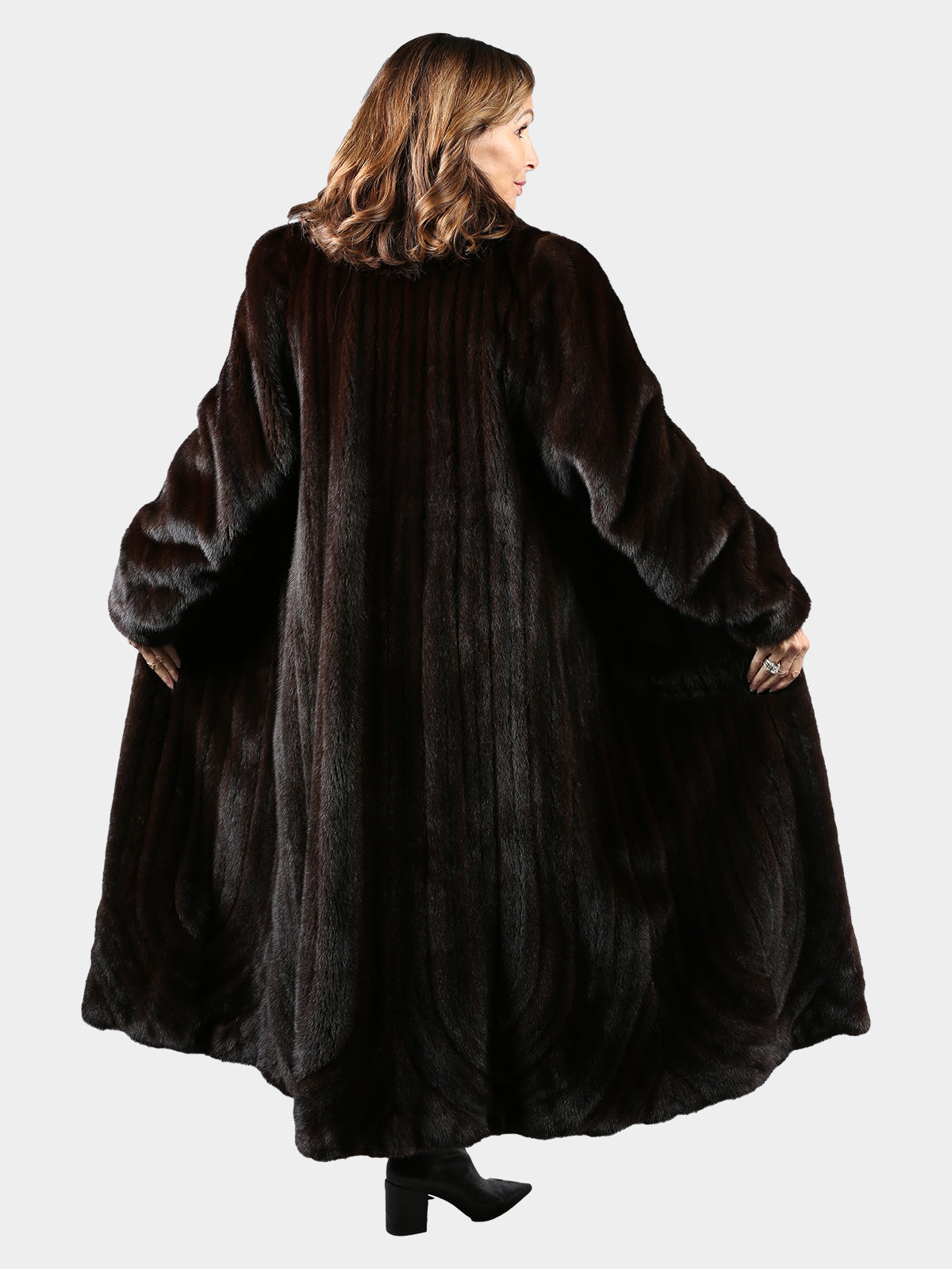 Woman's Dark Mahogany Female Mink Fur Directional Coat