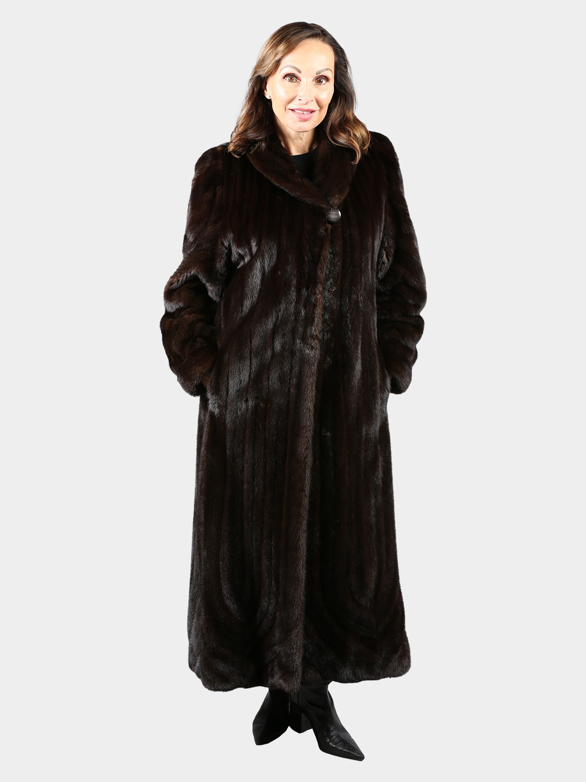 Woman's Dark Mahogany Female Mink Fur Directional Coat