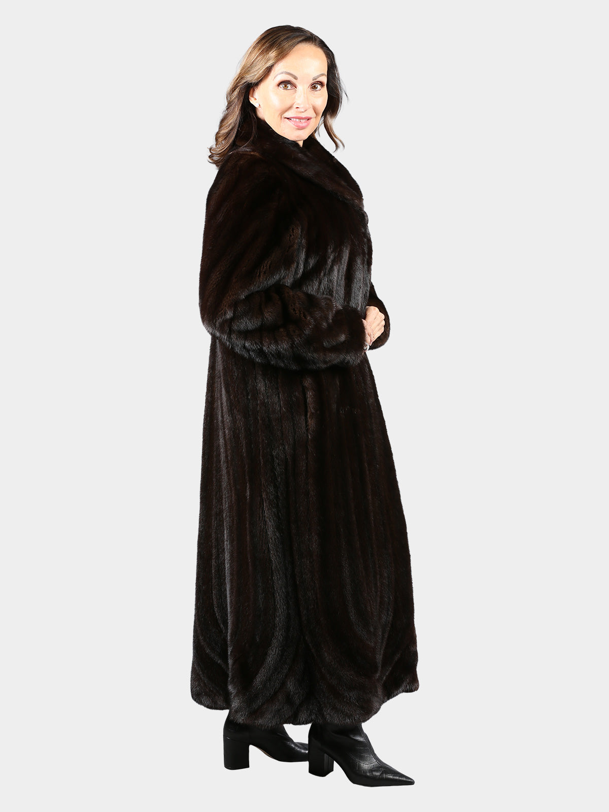 Woman's Dark Mahogany Female Mink Fur Directional Coat