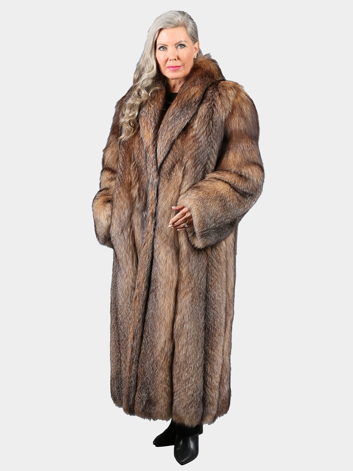 Woman's Natural Crystal Fox Fur Coat