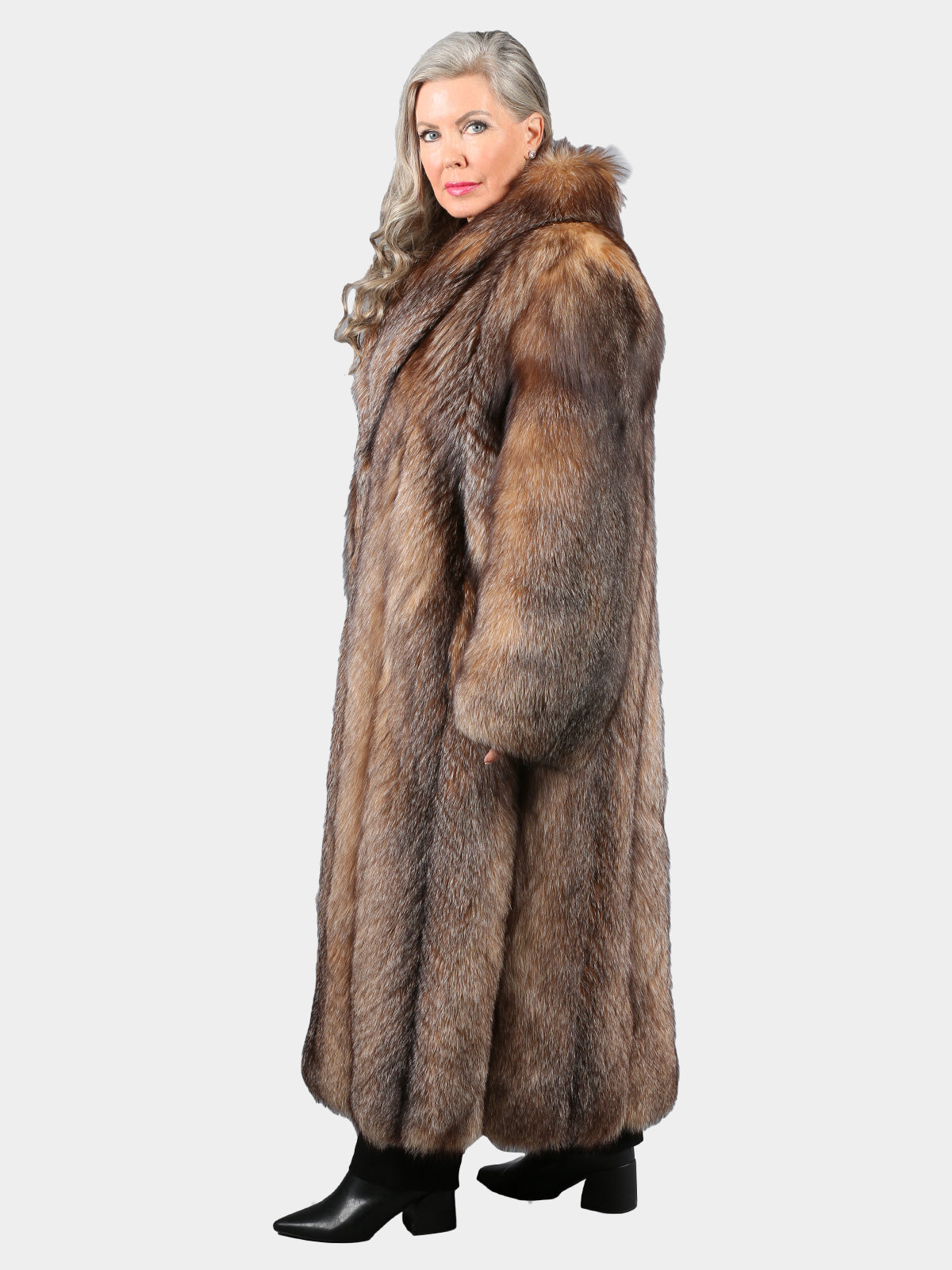 Woman's Natural Crystal Fox Fur Coat