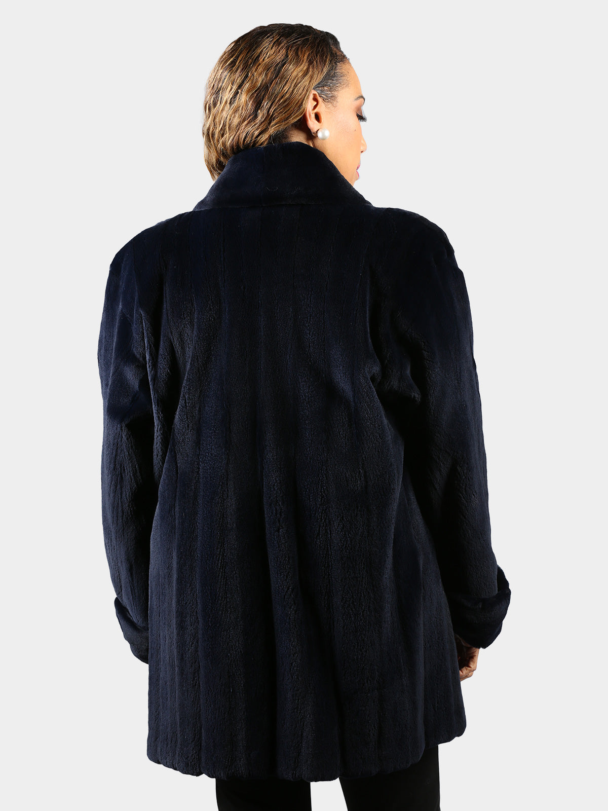 Woman's Dyed Navy Sheared Mink Fur Stroller