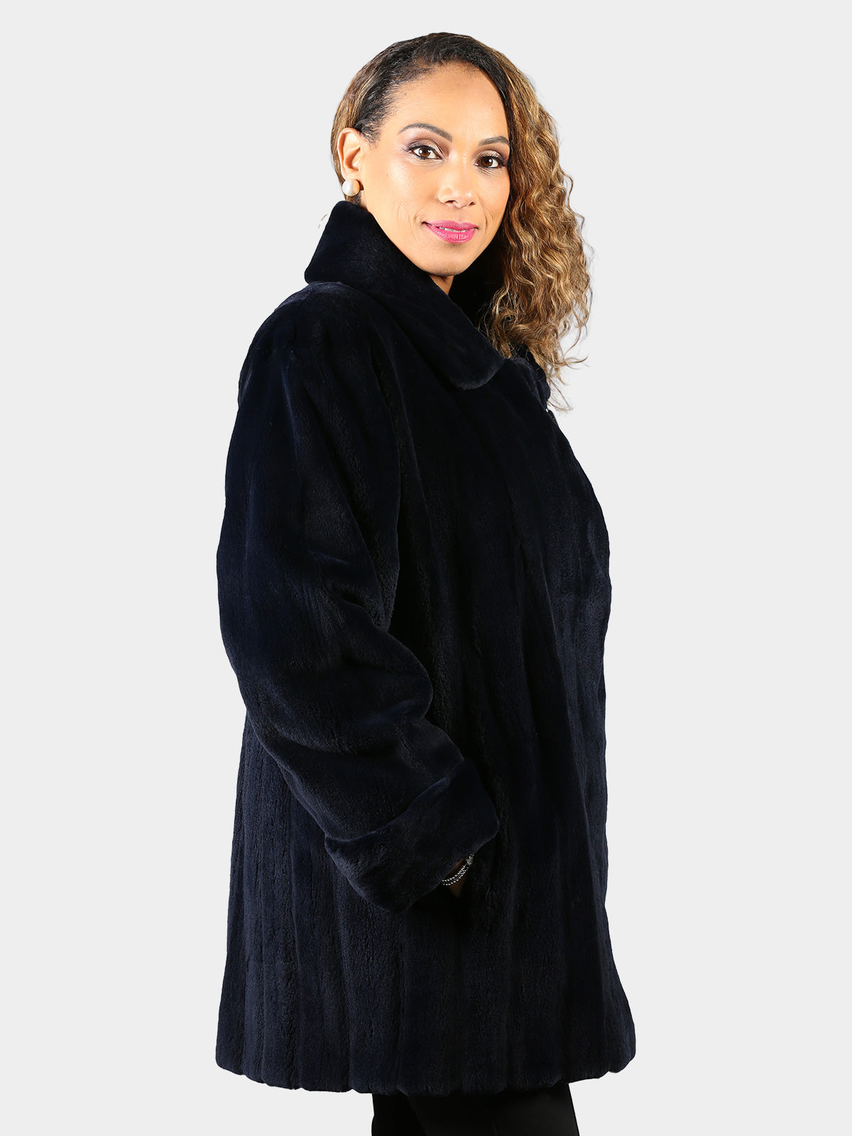 Woman's Dyed Navy Sheared Mink Fur Stroller