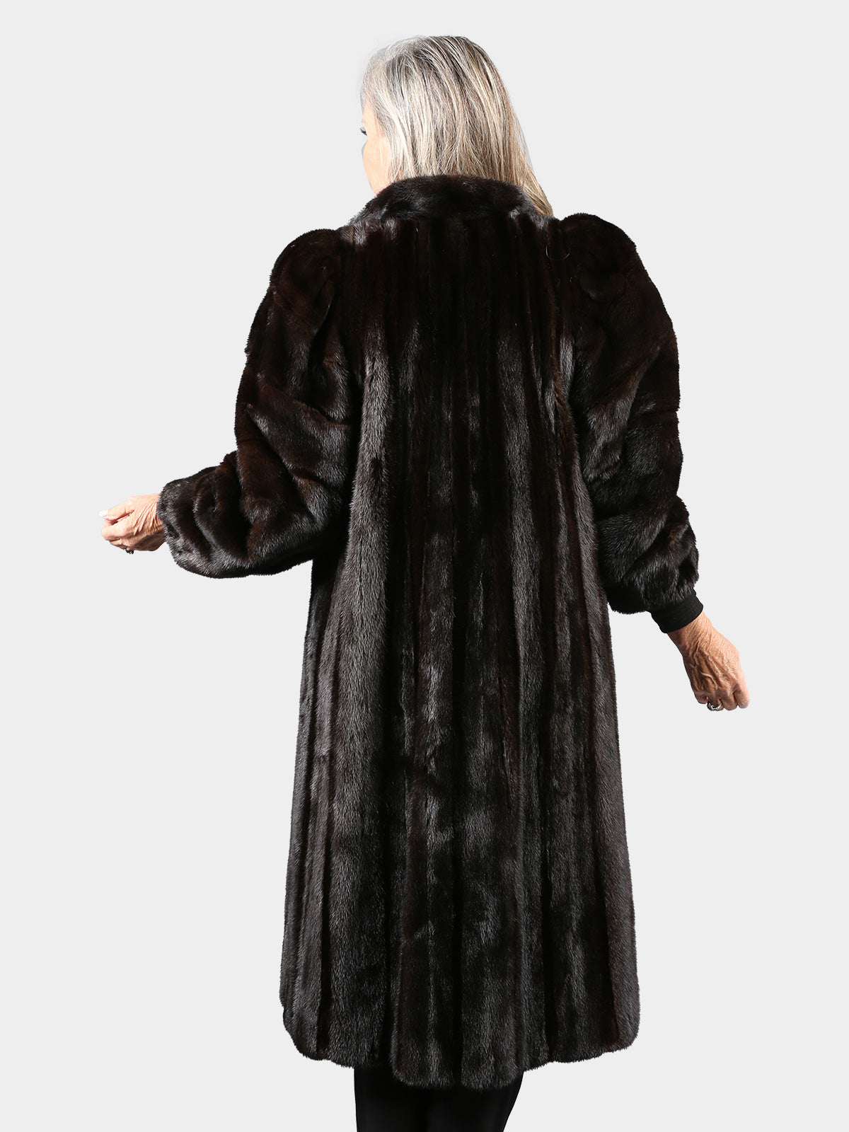 Woman's Ranch Female Mink Fur Coat with Sheared Mink Vertical Inserts