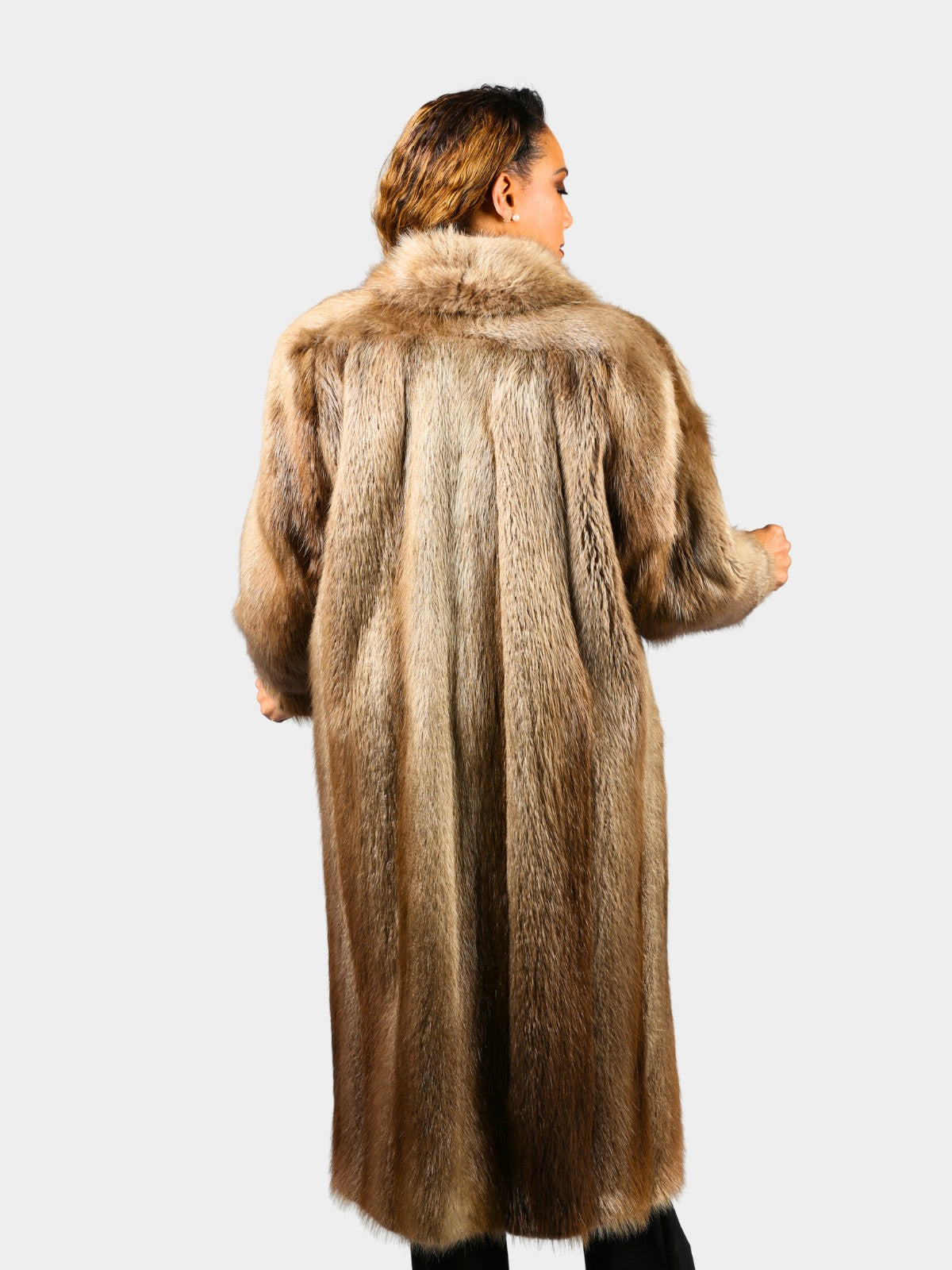 Woman's Natural Blond Long Hair Beaver Coat Rare Color