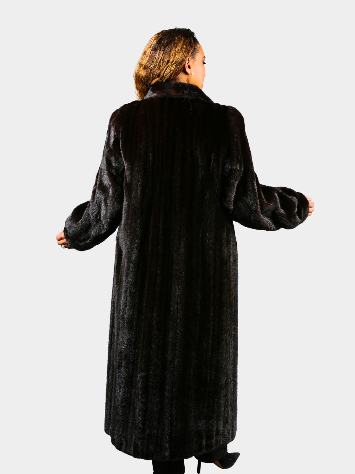 Woman's Deepest Mahogany Female Mink Extra Long Fur Coat