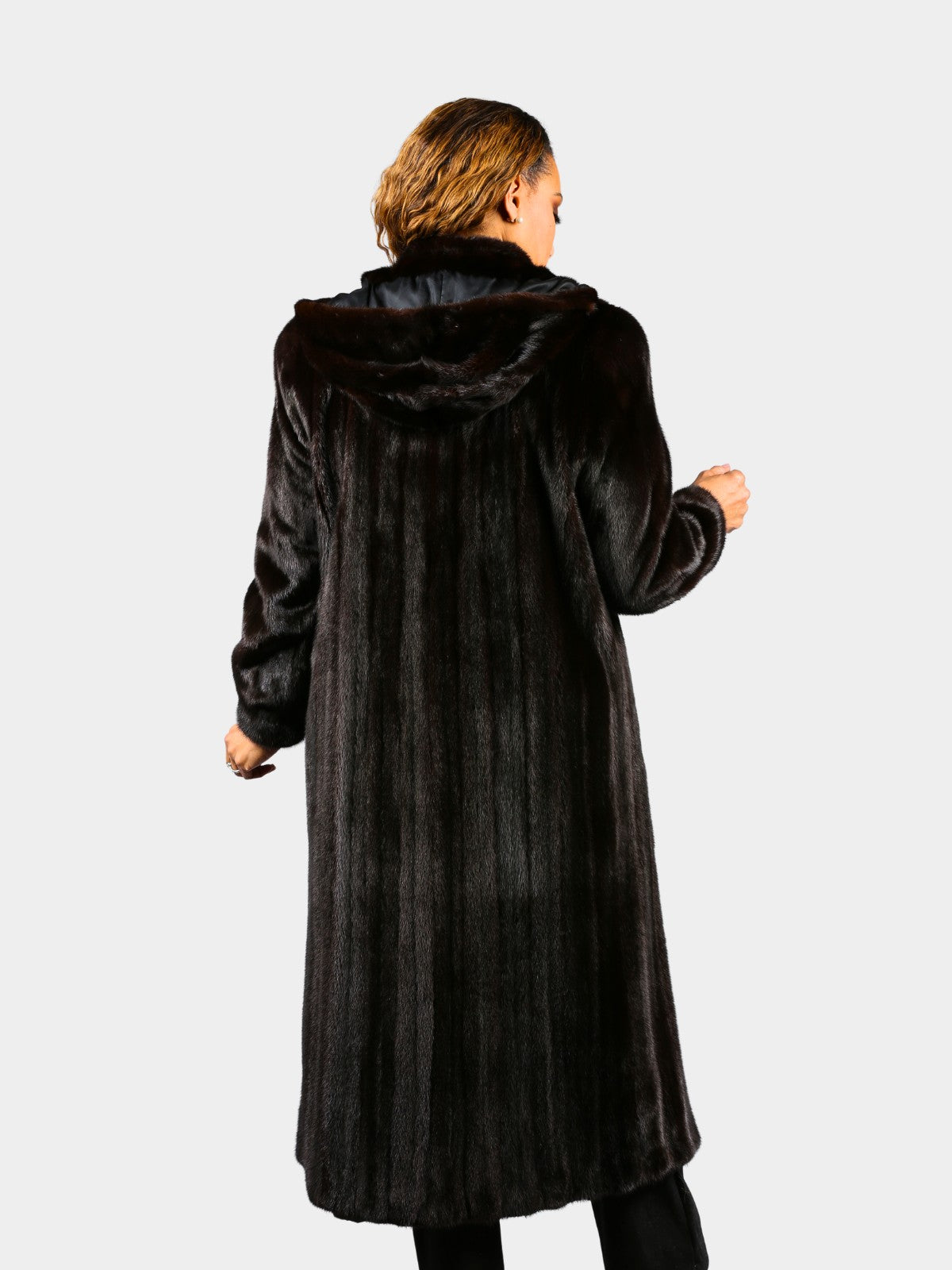 Woman's Ranch Female Mink Fur Coat with Detachable Hood