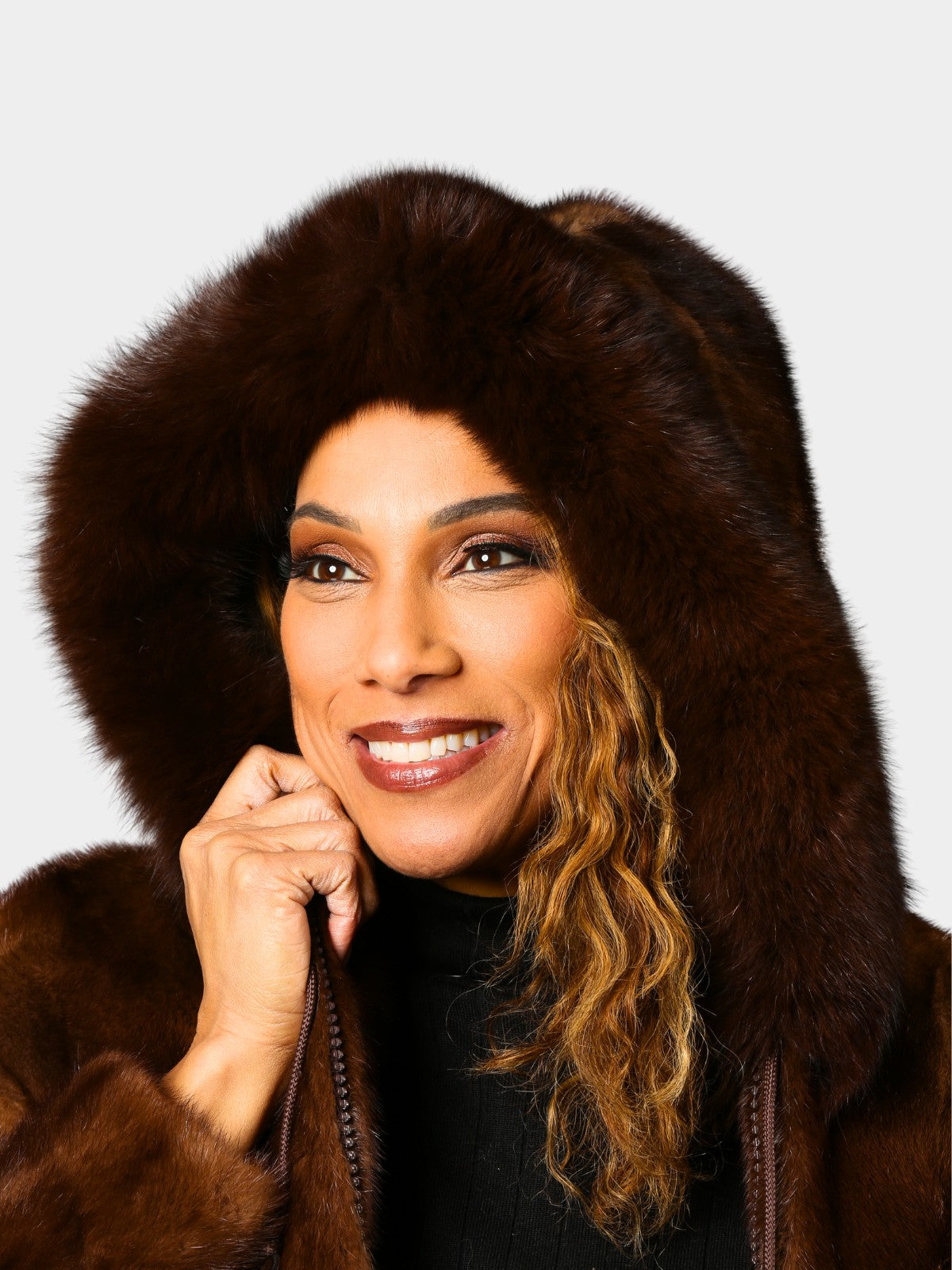 Woman's Mahogany Mink Fur Parka with Ranch Mink Inserts