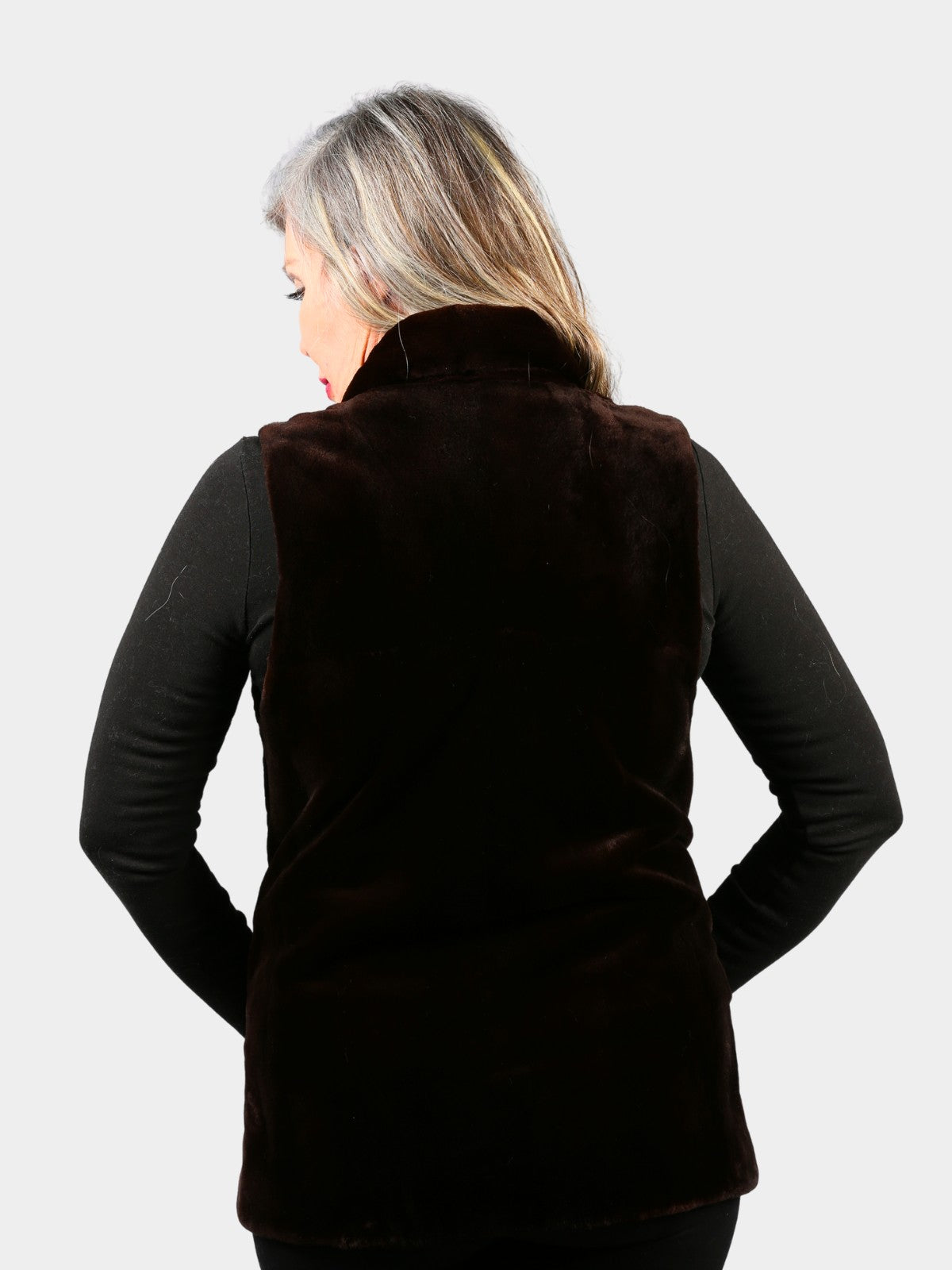 Woman's Dyed Dark Brown Sheared Mink Fur Vest