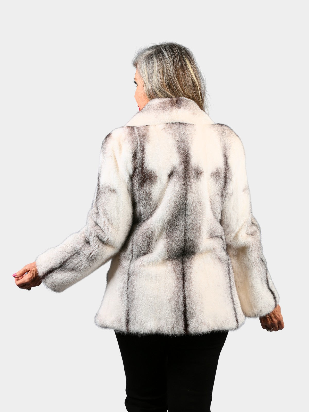 Woman's Natural Black Cross Mink Fur Jacket