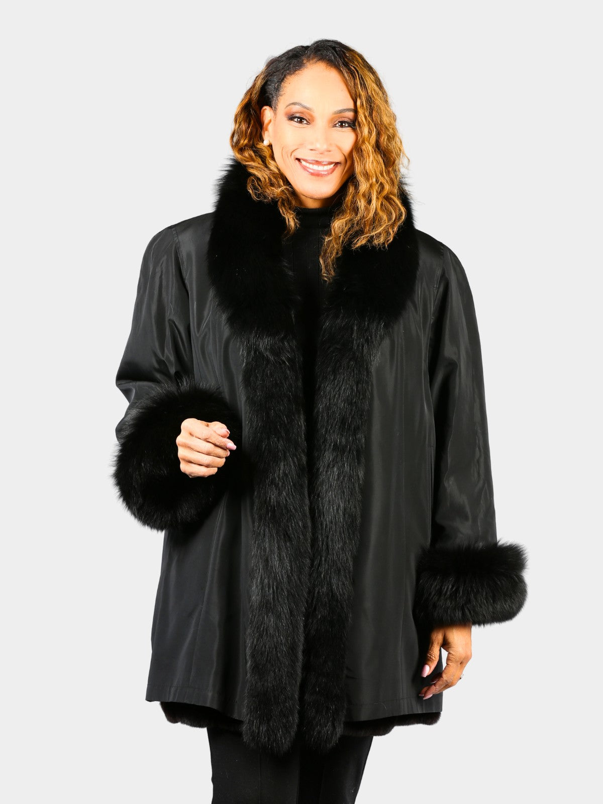 Woman's Plus Size Ranch Female Mink Fur Jacket with Detachable Hood
