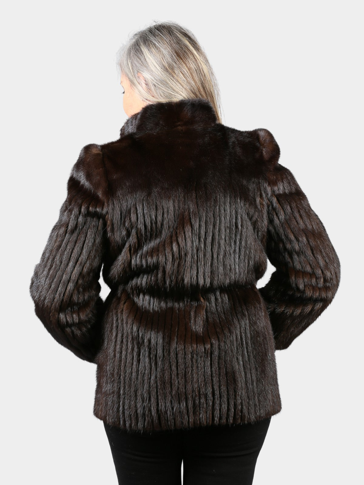 Woman's Deep Mahogany Cord Cut Mink Fur Jacket