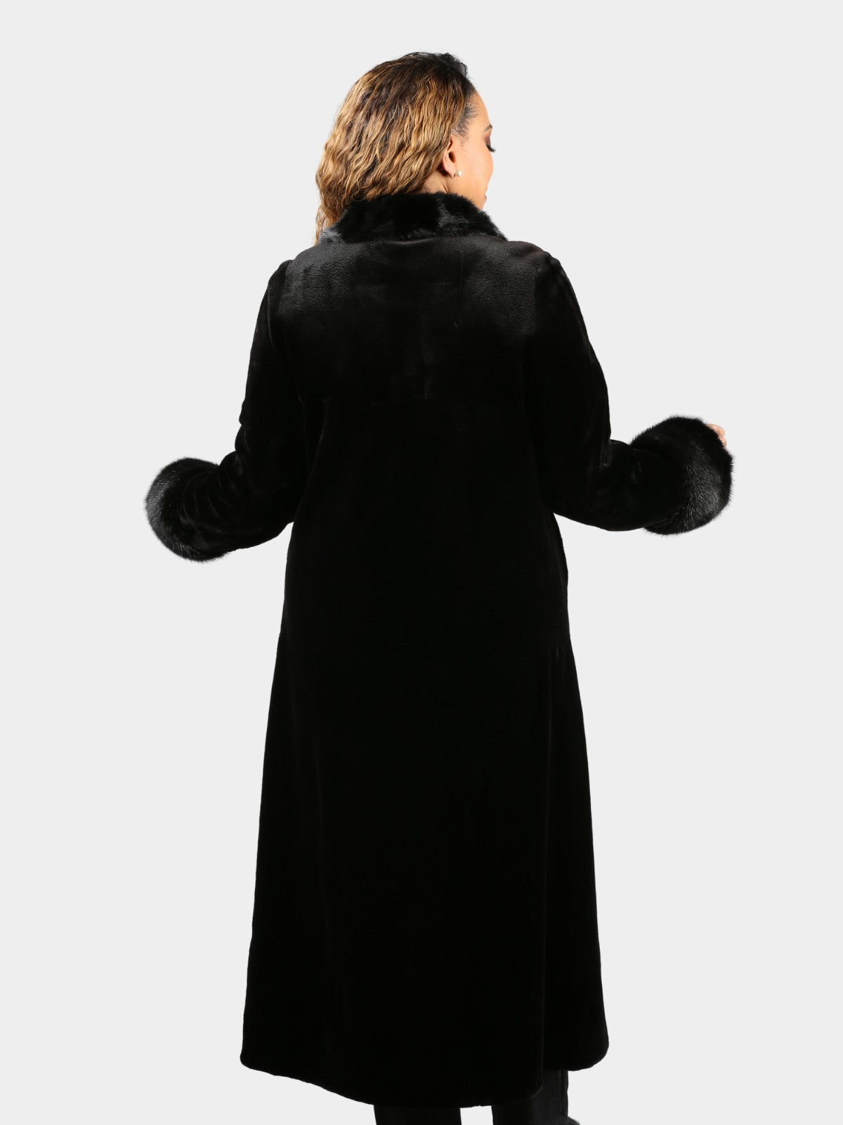 Woman's Dyed Black Sheared Mink Fur Coat Reversible