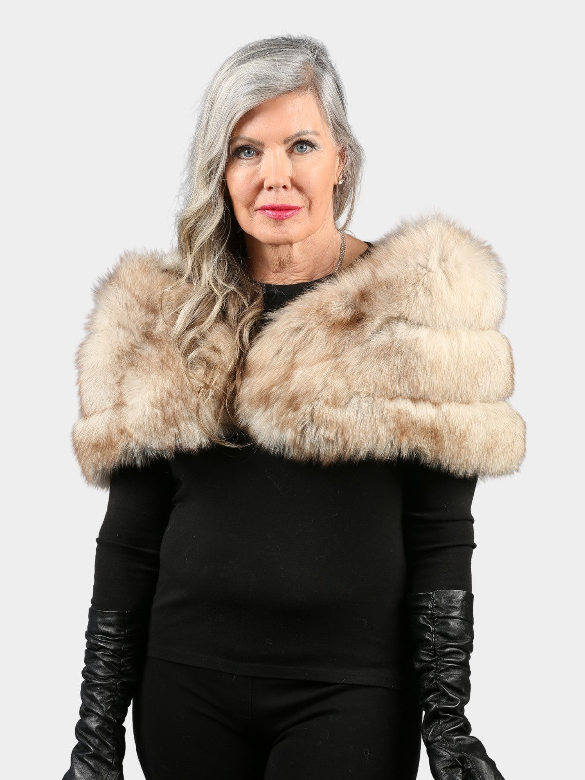 Woman's Vintage Natural Blue Fox Fur Stole