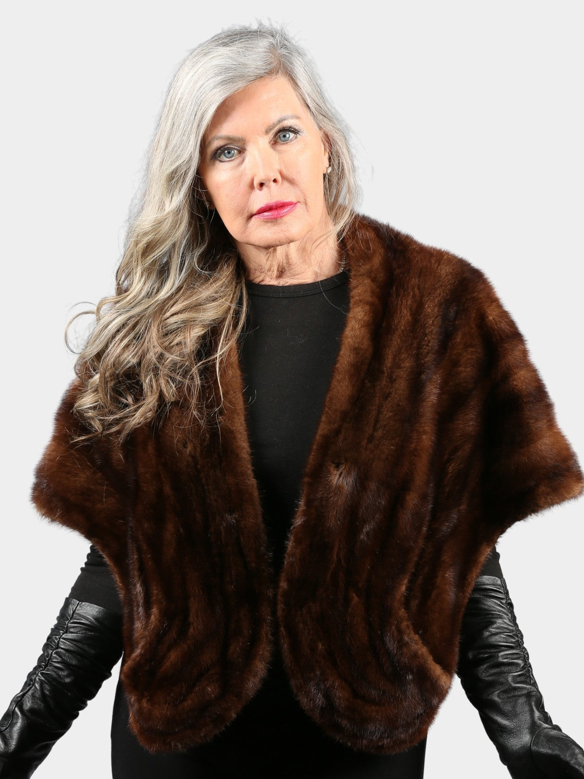 Woman's Vintage Mahogany Female Mink Fur Stole