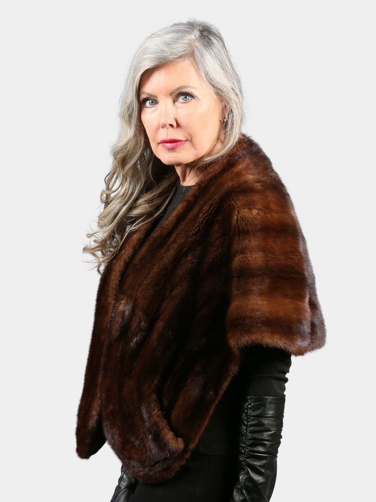Woman's Vintage Mahogany Female Mink Fur Stole
