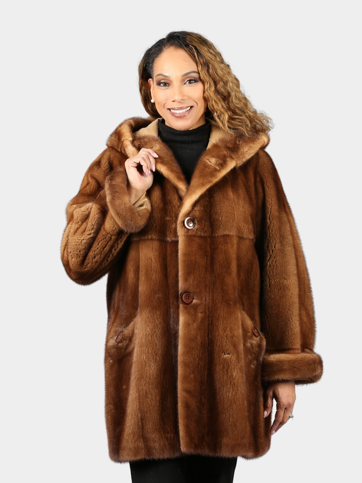 Woman's Demi Buff Mink Fur Parka (Reversible)