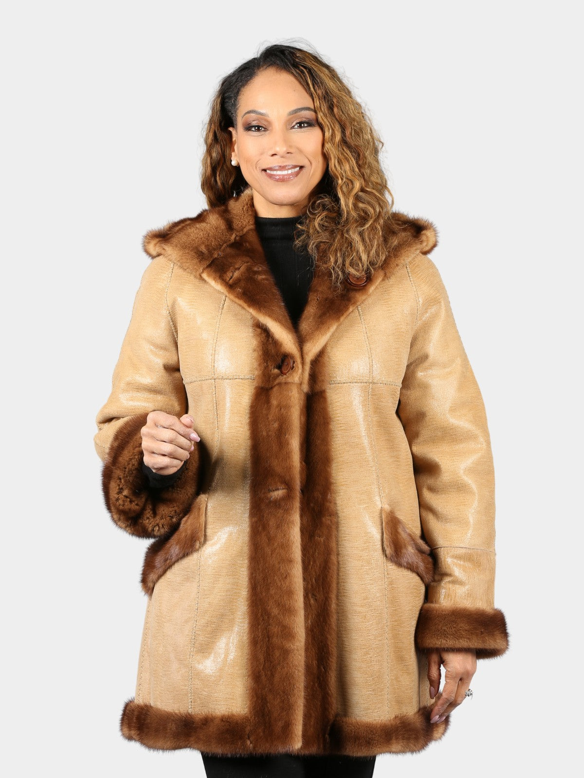 Woman's Demi Buff Mink Fur Parka (Reversible)