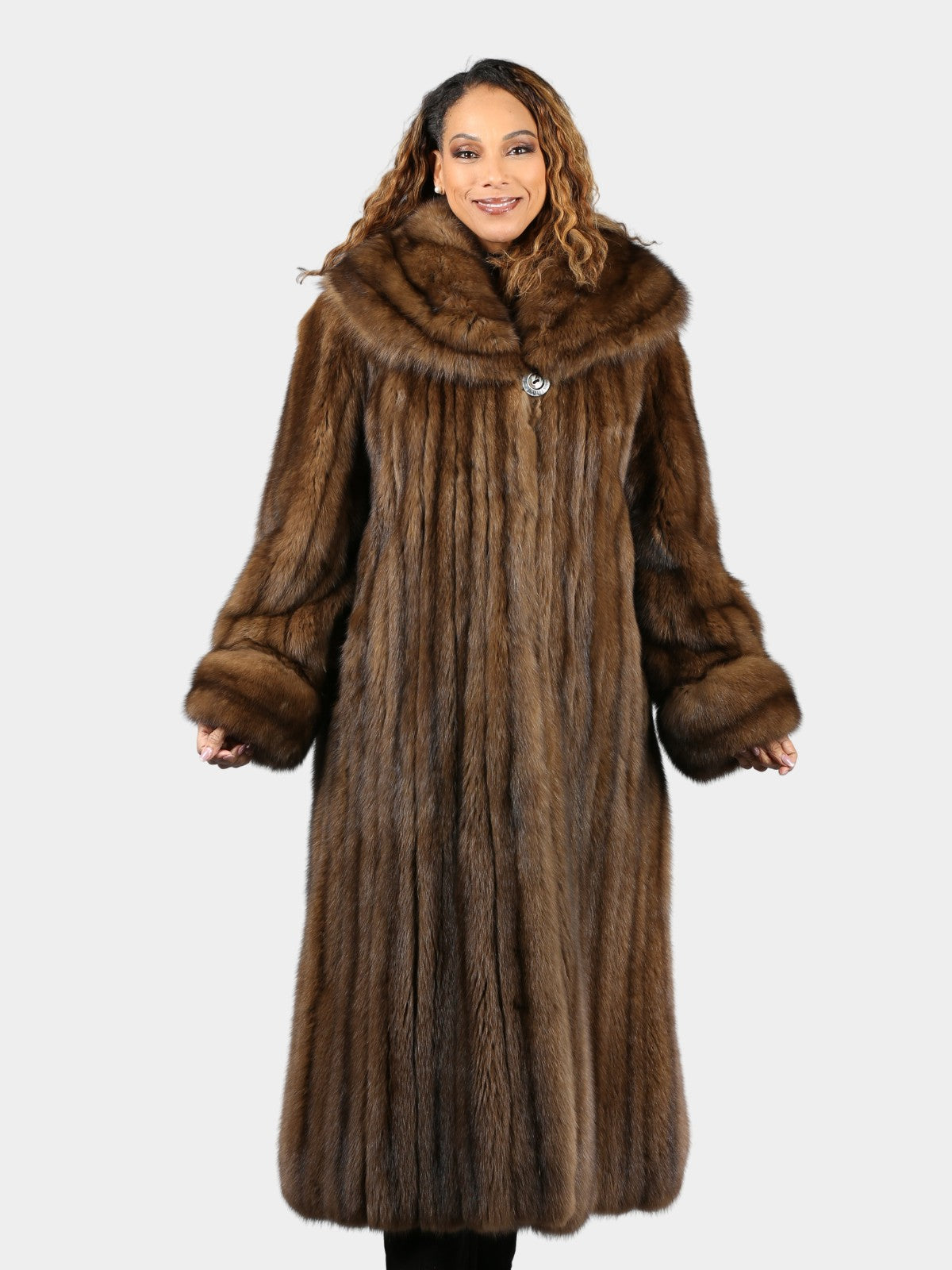 Woman's Plus Size Natural Russian Sable Fur Coat by Louis Feraud