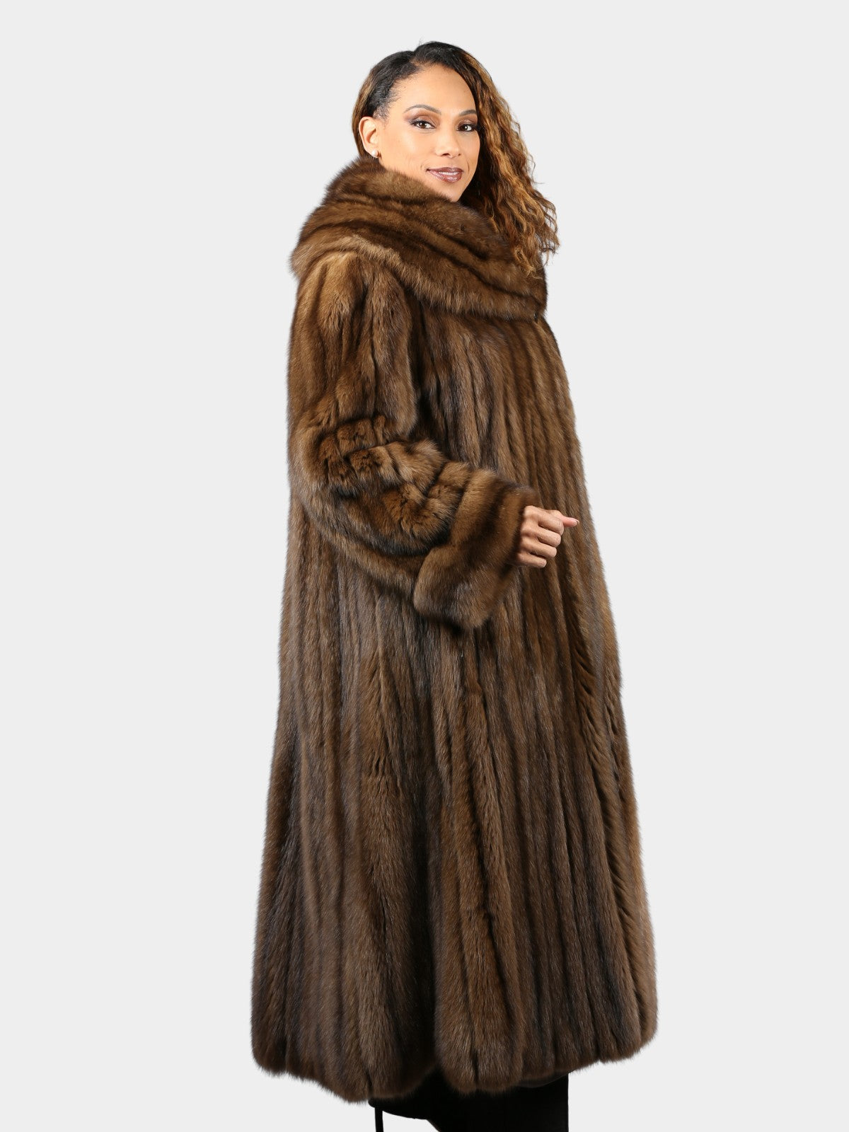 Woman's Plus Size Natural Russian Sable Fur Coat by Louis Feraud
