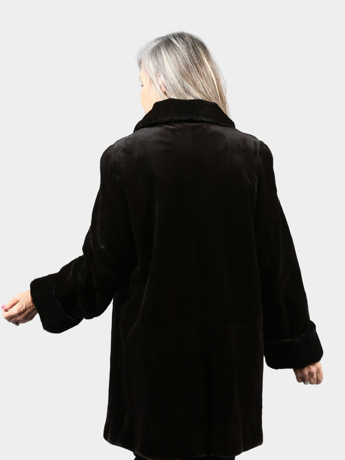 Woman's Dyed Black Sheared Mink Fur Stroller