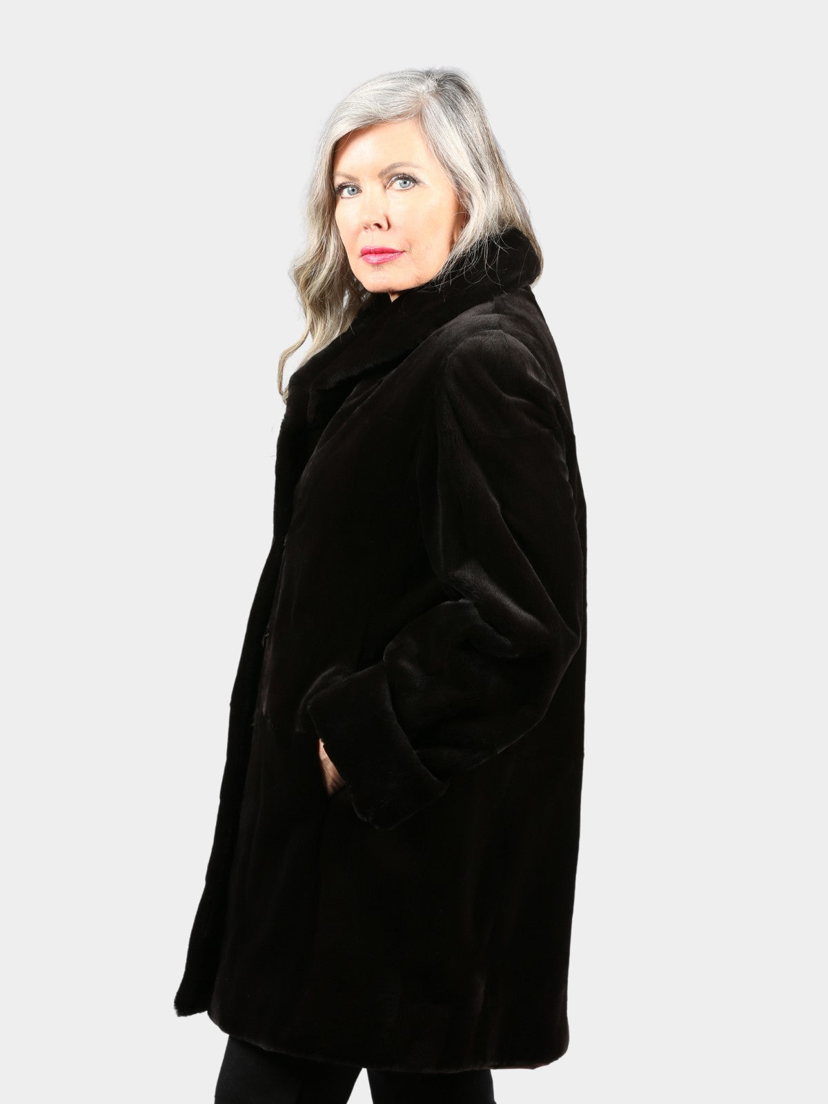 Woman's Dyed Black Sheared Mink Fur Stroller