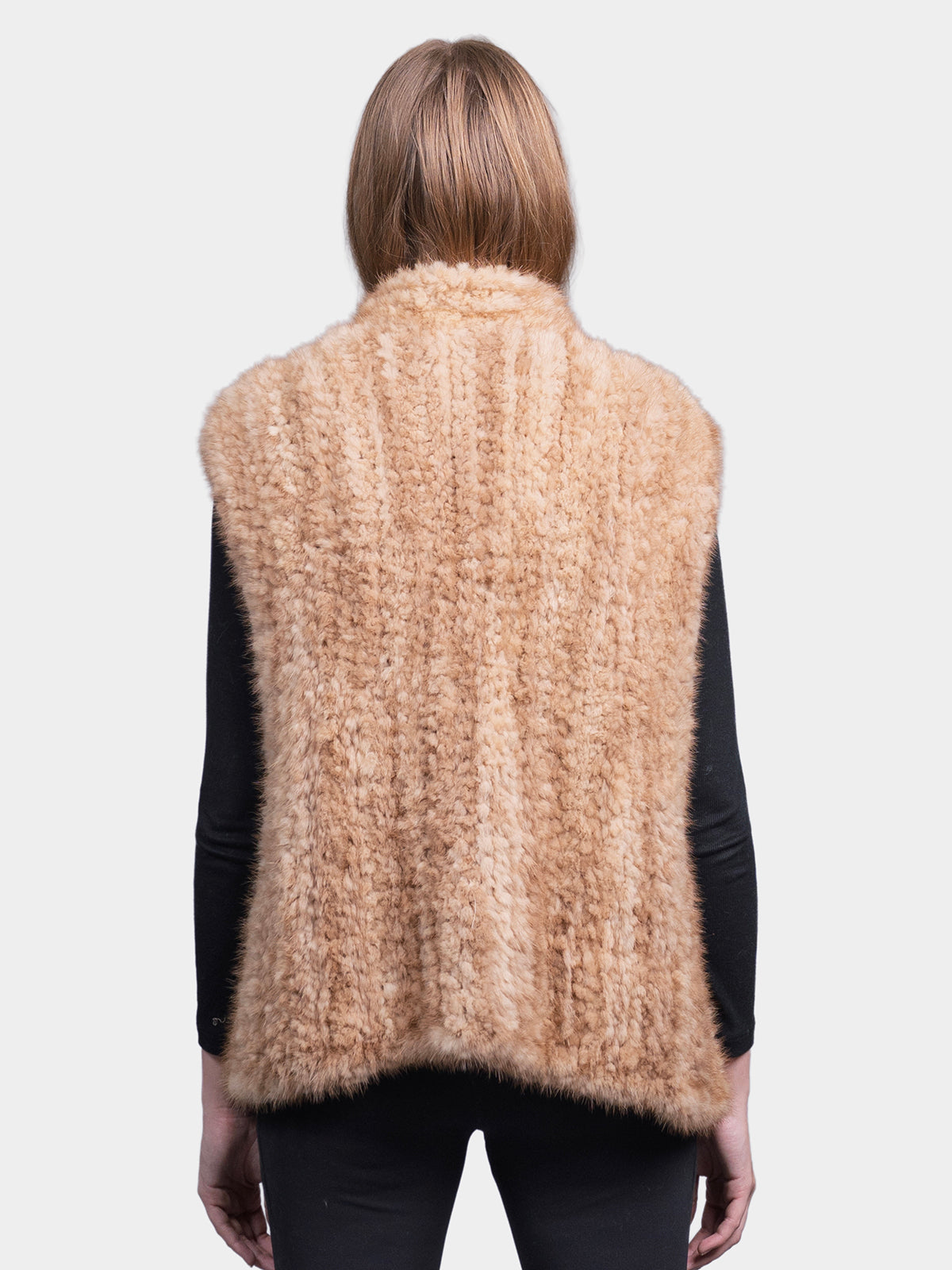 Women's Pastel Knit Mink Vest