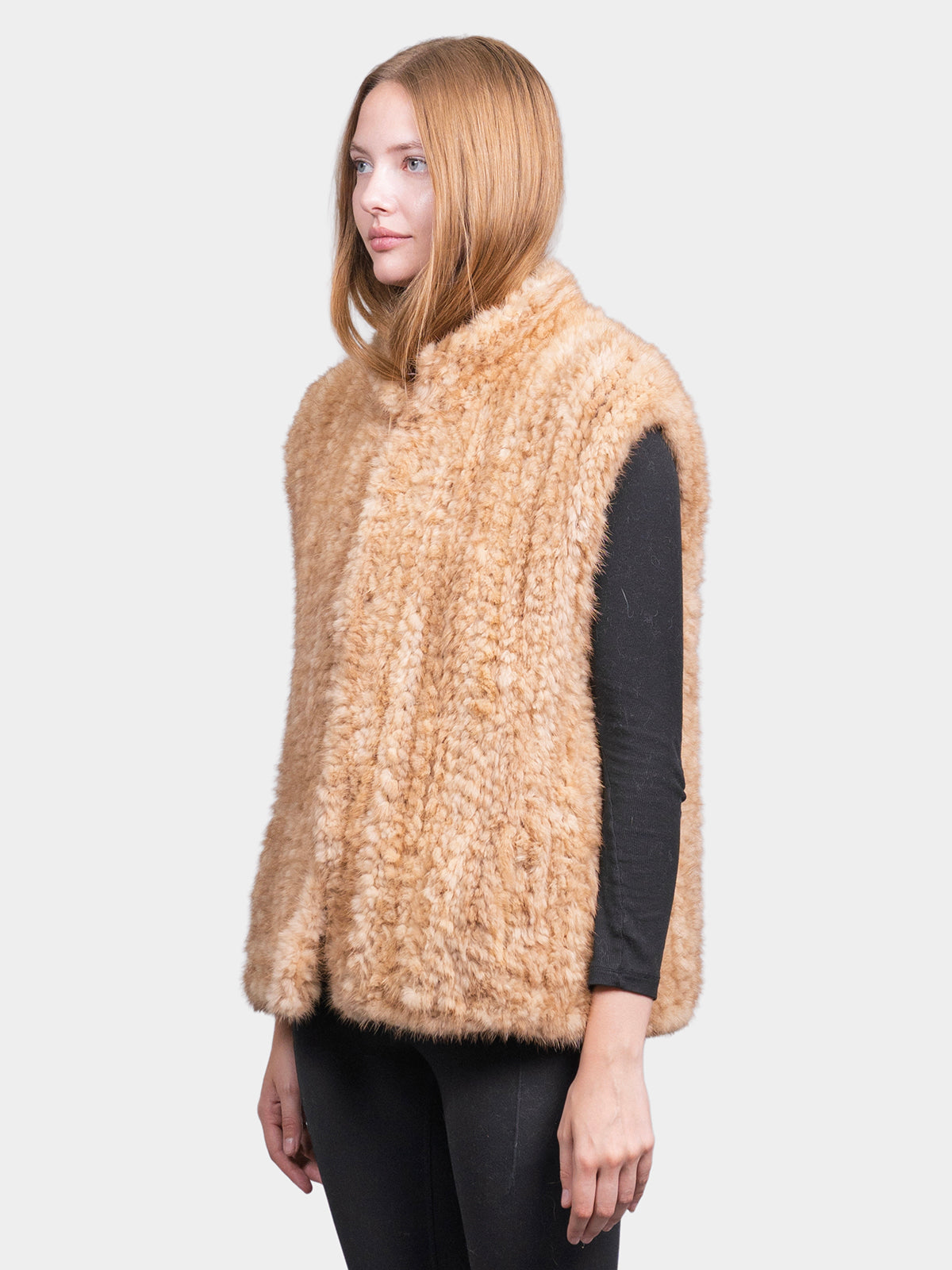 Women's Pastel Knit Mink Vest