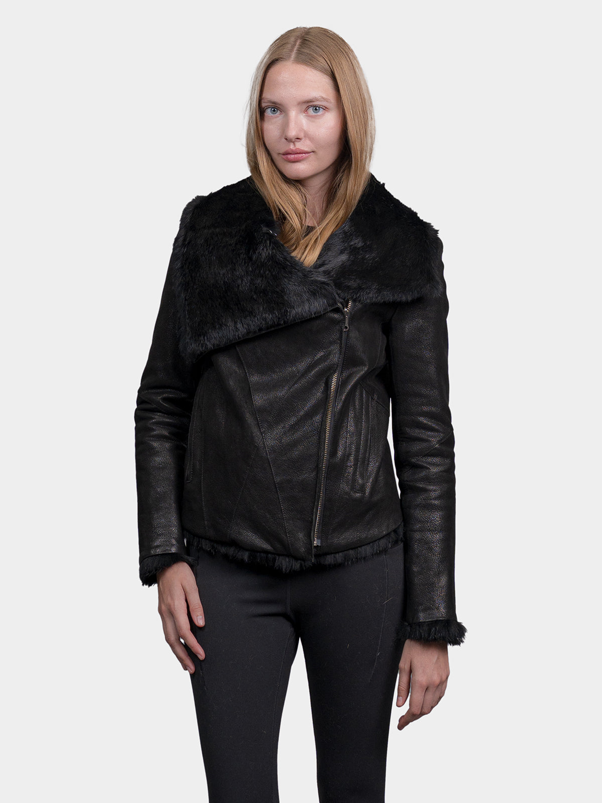 Women's Reversible Black Napa Rabbit Jacket
