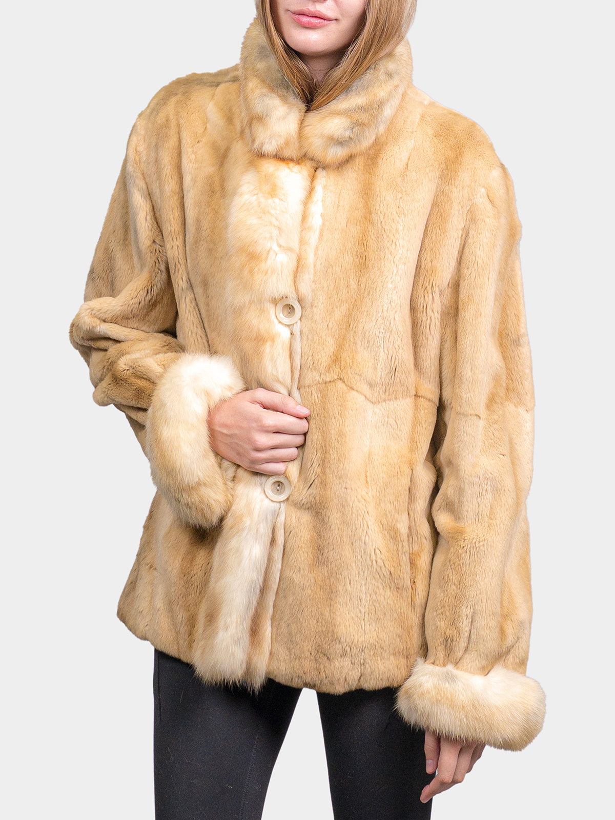 Women's Cream Sheared Mink Jacket