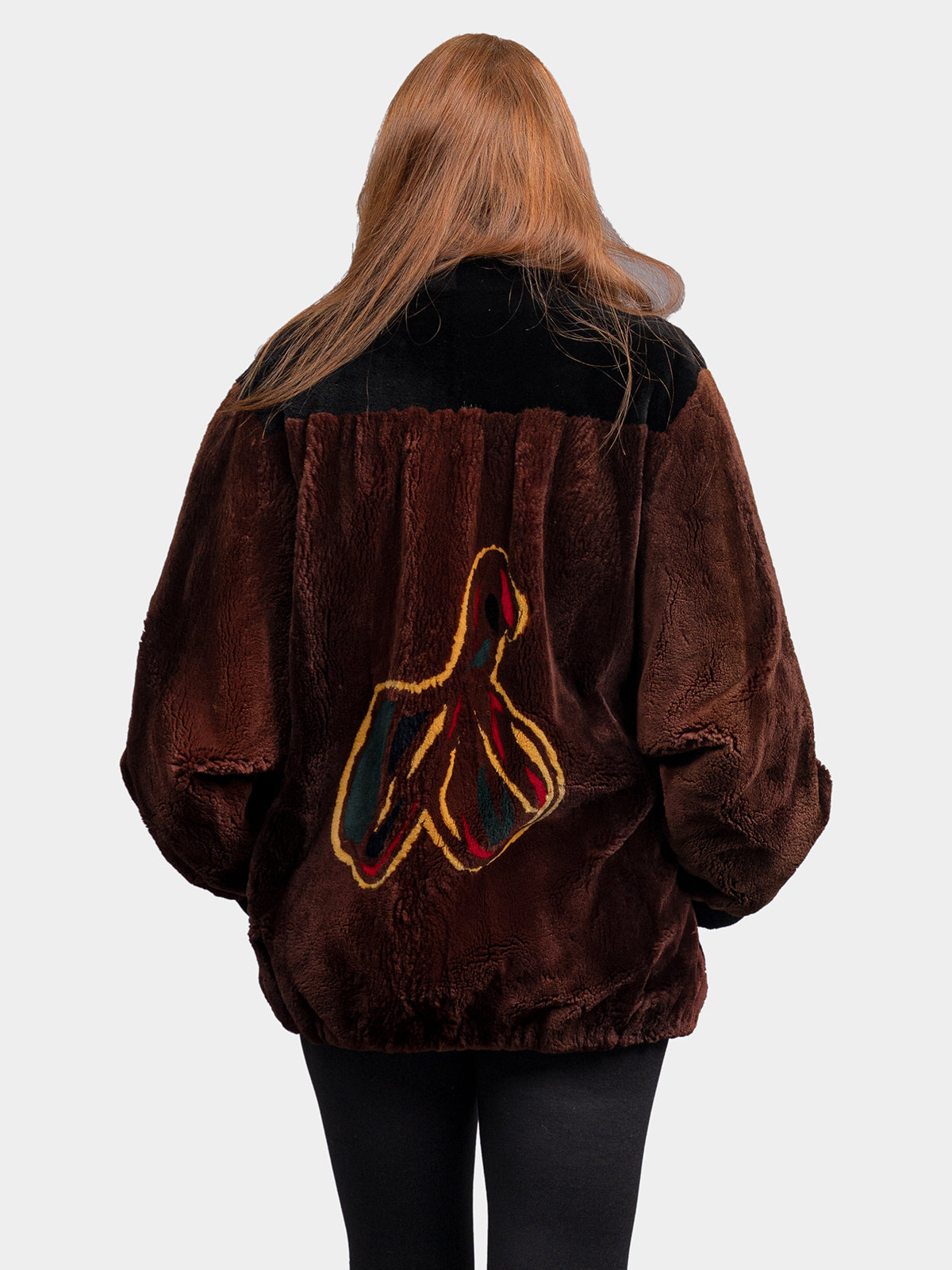 Women's Brown & Black Sheared Nutria Jacket